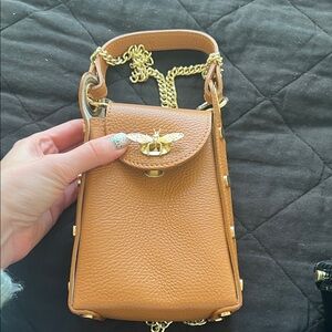 Elegant Tan Crossbody Bag with Gold Chain